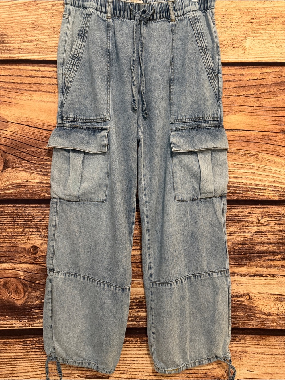 Habitual Light Wash Denim Boyfriend Cargo Jeans